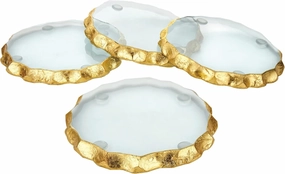 Godinger Coasters with Gold Edge, Glass Coaster Set, Coasters for Drinks, Table Protection, Set of 4