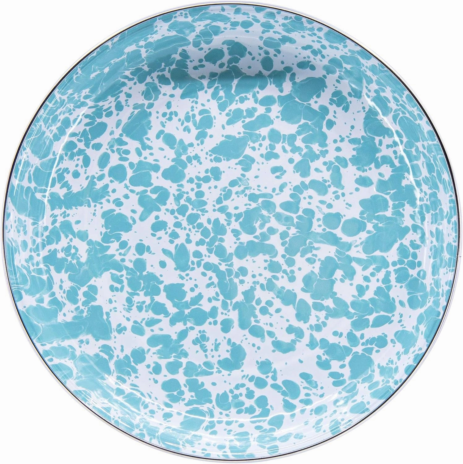 Golden Rabbit Enamelware - Set of 4-10.5" Dinner Plates (Sea Glass Swirl)