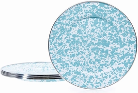 Golden Rabbit Enamelware - Set of 4-10.5" Dinner Plates (Sea Glass Swirl)