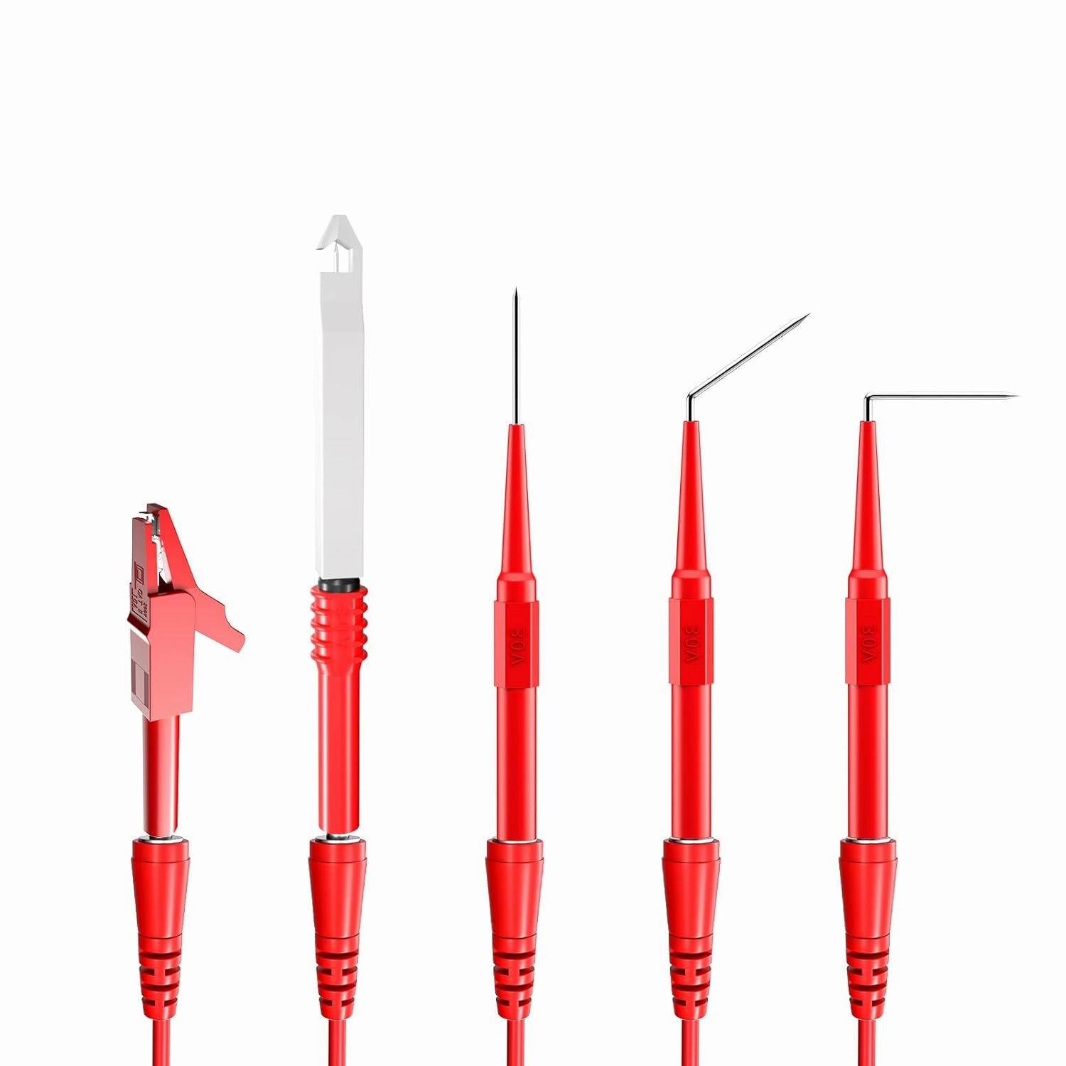Goupchn Back Probe Kit 30PCS Banana Plug to Copper Alligator Clip Automotive Test Leads Set with Alligator Clips, Wire Piercing Probes, 15PCS 30V Back Probe Pins for Car Repairing Diagnostic 5 Colors
