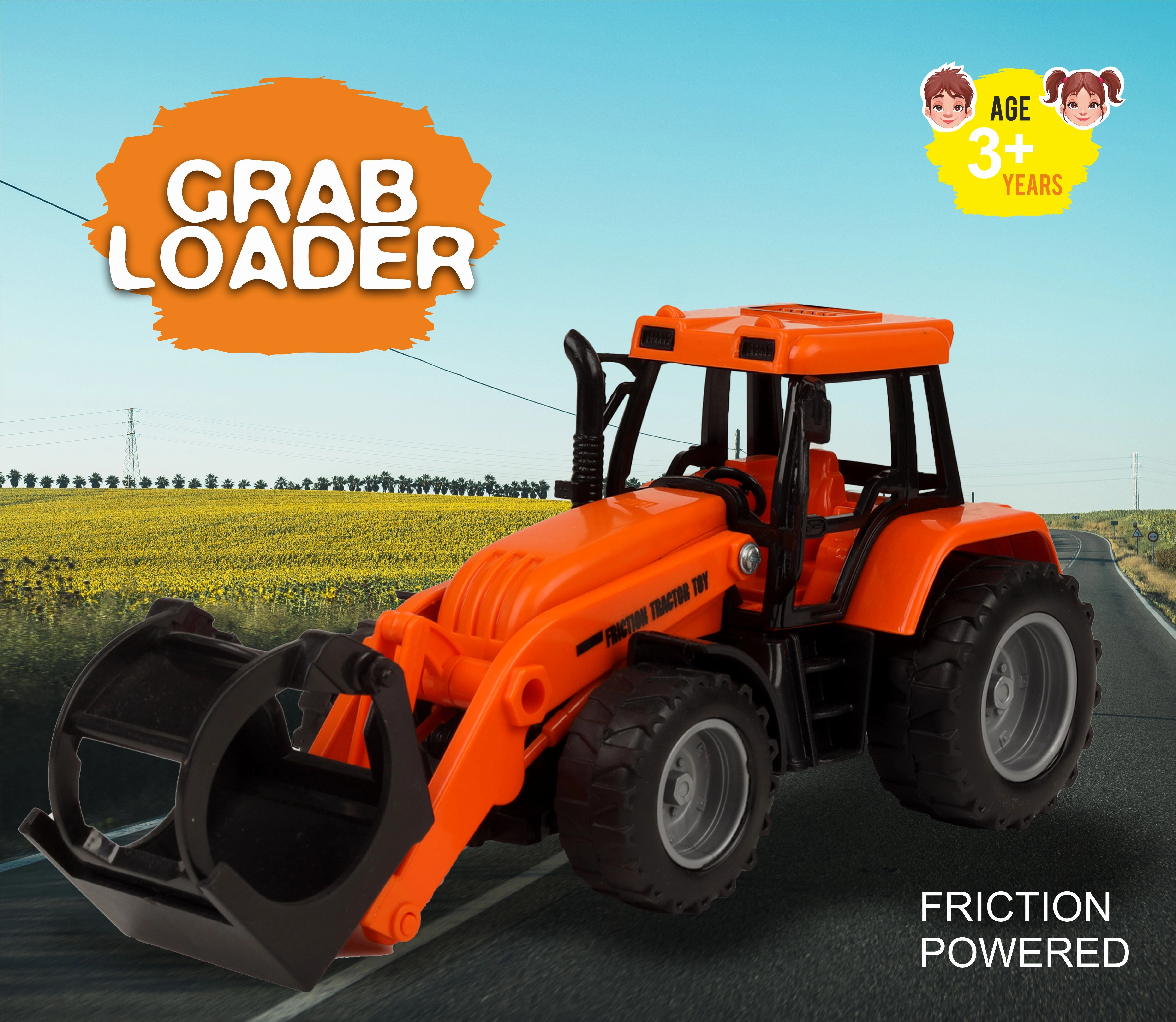 Grab Loader | Friction-powered Toy | Push & go Toy | Pull-Push Vehicle | Construction Toy for Kids | Toy Truck | Engineering Toy | Pull Along | Easy Play | For Kids age 3  years