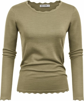 GRACE KARIN Women's High Stretchy Long Sleeve Pullover Sweater Blouse Top
