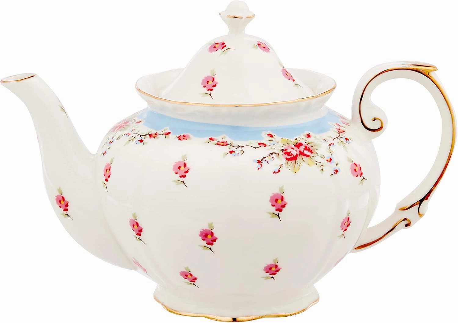 Gracie China by Coastline Imports Vintage Blue Rose Porcelain 11-Piece Tea Set, Blue