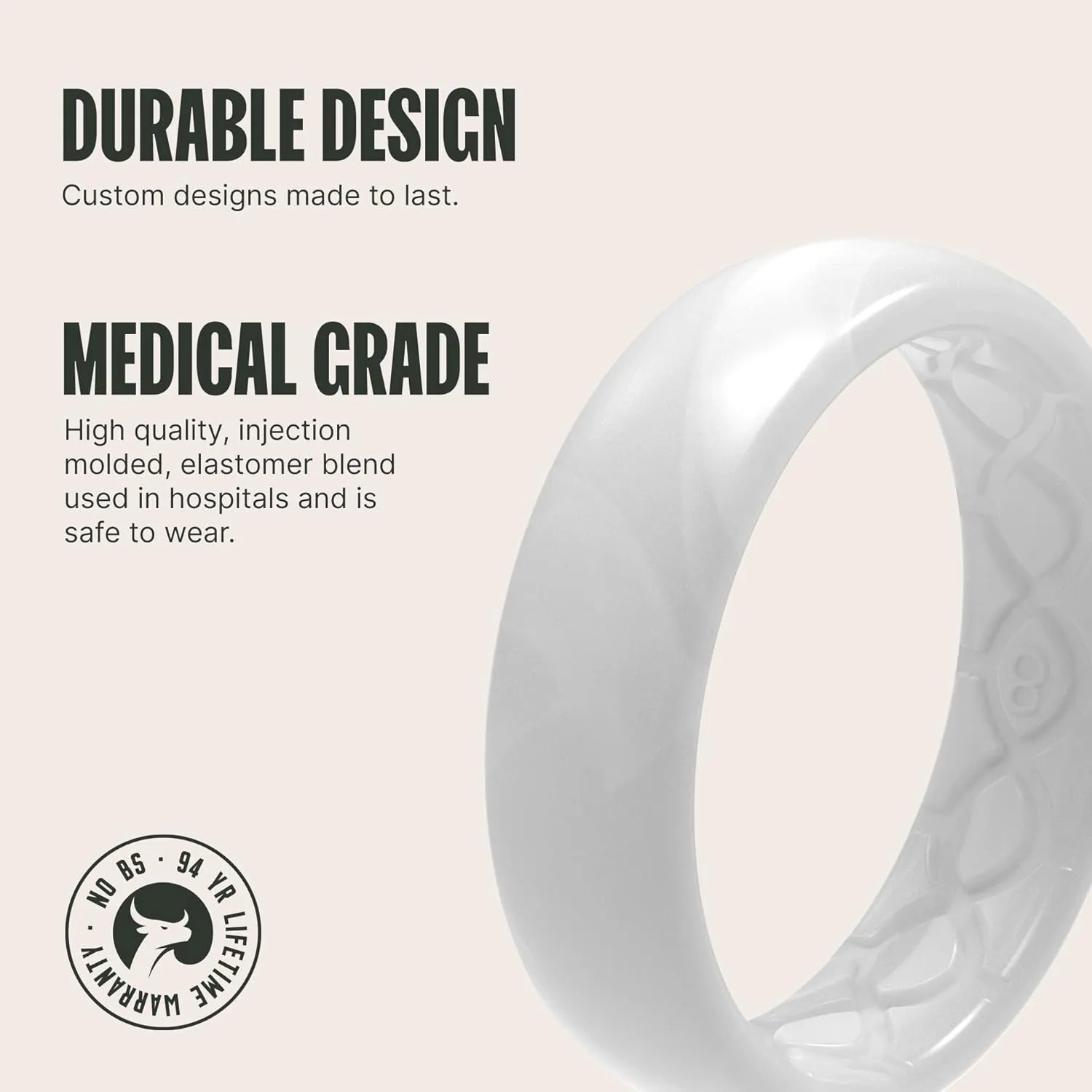 Groove Life Solid Thin Silicone Ring - Breathable Rubber Wedding Rings for Women, Lifetime Coverage, Unique Design, Comfort Fit Ring
