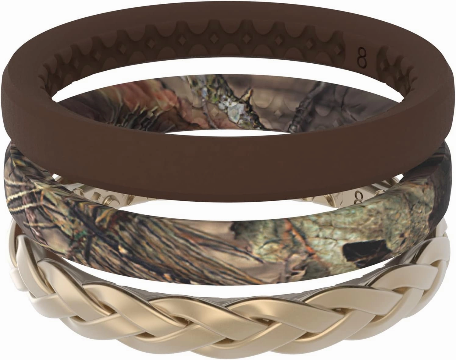 Groove Life Mossy Oak Women's Camo Silicone Ring - Breathable Rubber Wedding Rings for Women, Lifetime Coverage, Unique Design, Comfort Fit Ring