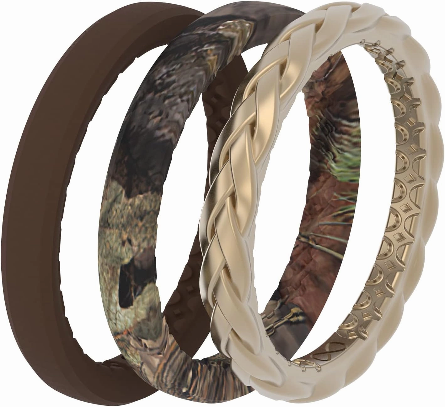 Groove Life Mossy Oak Women's Camo Silicone Ring - Breathable Rubber Wedding Rings for Women, Lifetime Coverage, Unique Design, Comfort Fit Ring