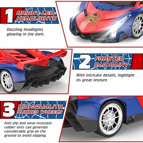 Growsland Remote Control Car for Kids, RC Cars for Boys Kids 1:18 Electric Vehicle Toy Car Hobby Racing Car Toys with Lights & Controller, Birthday Gift for 3 4 5 6 7 8 9 Year Old Boys Girls