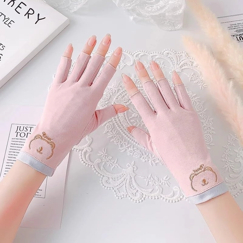 Half-Finger Sunscreen Gloves Women's Non-Slip Breathable UV-Proof Gloves