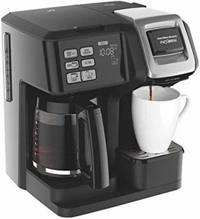 Hamilton Beach (49976) Coffee Maker, Single Serve & Full Coffee Pot,Compatible withK-Cup Packs or Ground Coffee, Programmable, FlexBrew, Black (Renewed)