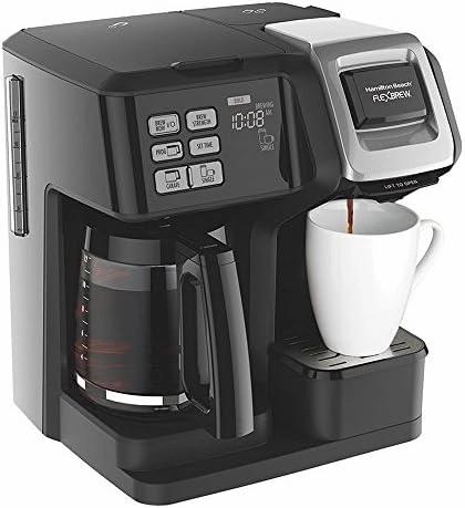 Hamilton Beach FlexBrew 2-Way Brewer Programmable Coffee Maker (49976) Bundle with Support Extension, Black (Renewed)