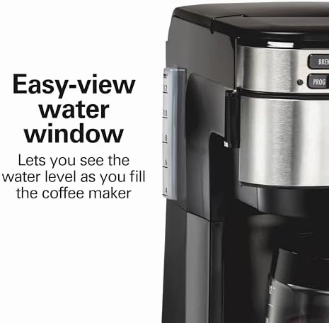 Hamilton Beach Programmable Drip Coffee Maker, 12 Cups, Front Access Easy Fill, Pause & Serve, 3 Brewing Options, Black (46310)