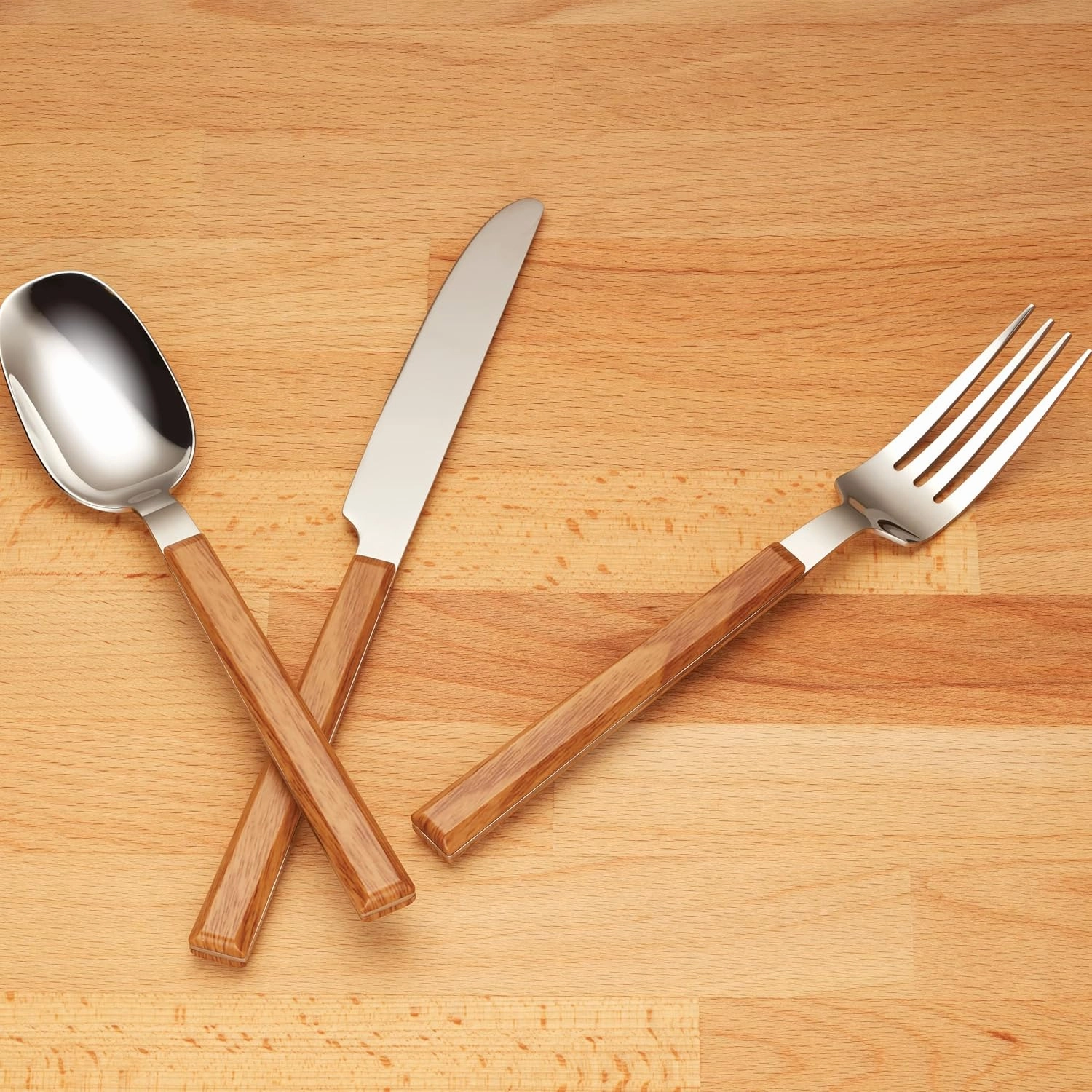 Hampton Forge 894320 Henley Light Wood 16 Piece Flatware Set