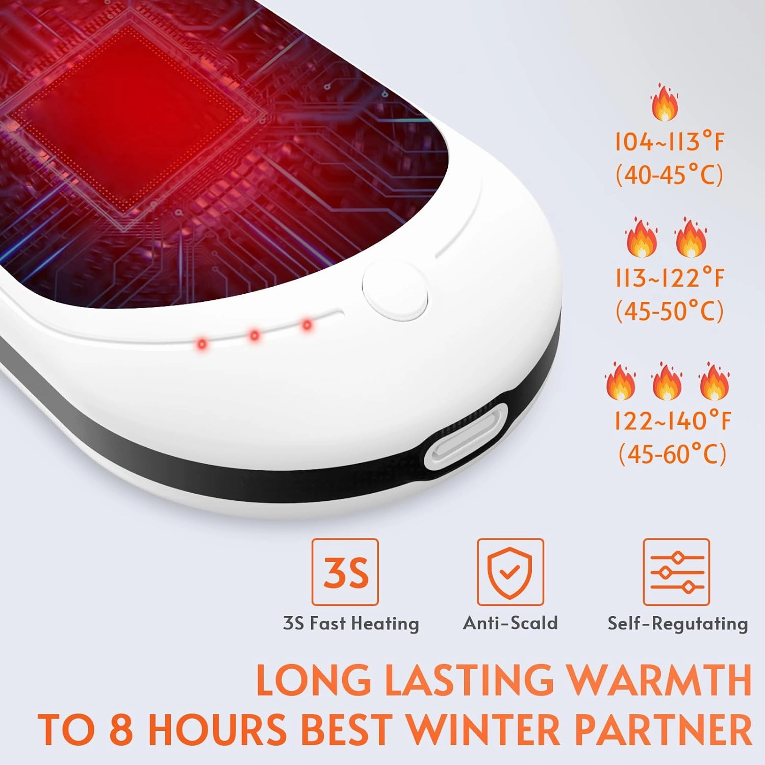 Hand Warmers Rechargeable 5200mAh Portable Reusable Powerbank USB Battery Hot Pocket Electric Double-Sided Heaters for Heat Therapy Raynauds, and Great Gifts