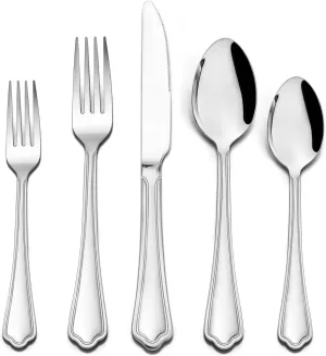 HaWare 60-Piece Silverware Set for 12, Stainless Steel Flatware Cutlery Eating Utensils, Modern Design with Crown Edges for Home Kitchen Hotel, with Knives Forks Spoons, Dishwasher Safe