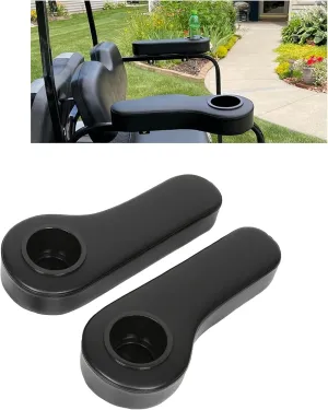 HECASA Universal Golf Cart Rear Seat Arm Rest with Cup Drink Holders Set Compatible with EZGO Club Car Golf Cart Yamaha Pair No Drilling Required Black