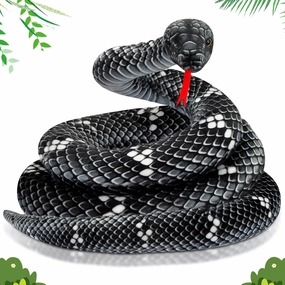 Hiboom Giant Snake Plush Large Stuffed Animal Realistic Stuffed Lifelike Snake Toy Gifts for Birthday Party Decoration Easter Carnival Prank Props(110 Inch,Black)