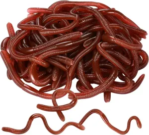 HLARTNET 200 Pcs Halloween Fake Earthworm, Plastic Worm Soft Lifelike Stretchy Rubber Earthworms Trick Toy for Halloween April Fool's Day Party, 7 Inch