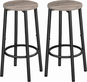 HOOBRO Bar Stools, Set of 2 Bar Chairs, Kitchen Round Height Stools with Footrest, Breakfast Barstools, Sturdy Steel Frame, for Dining Room, Kitchen, Party, Easy Assembly, Greige BG03BY01