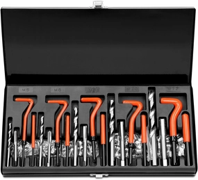 HORUSDY Helicoil Thread Repair Kit, Metric 131Pcs HSS Drill Helicoil Repair Kit, M5 M6 M8 M10 M12 Rethreading Tools Automotive Engine,Spark Plug, Cylinder Insertion