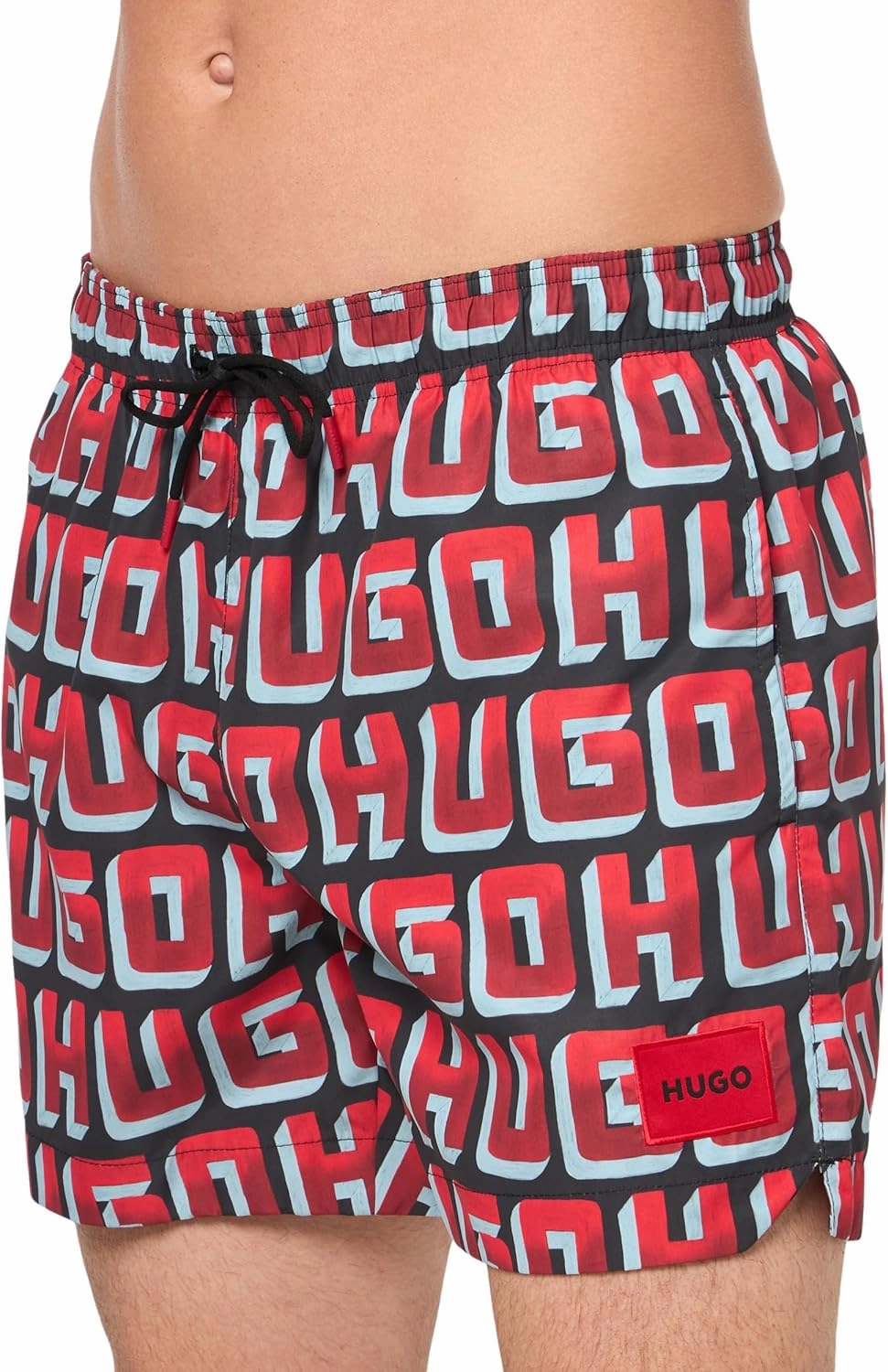 HUGO Men's Standard Allover Logo Swim Trunks