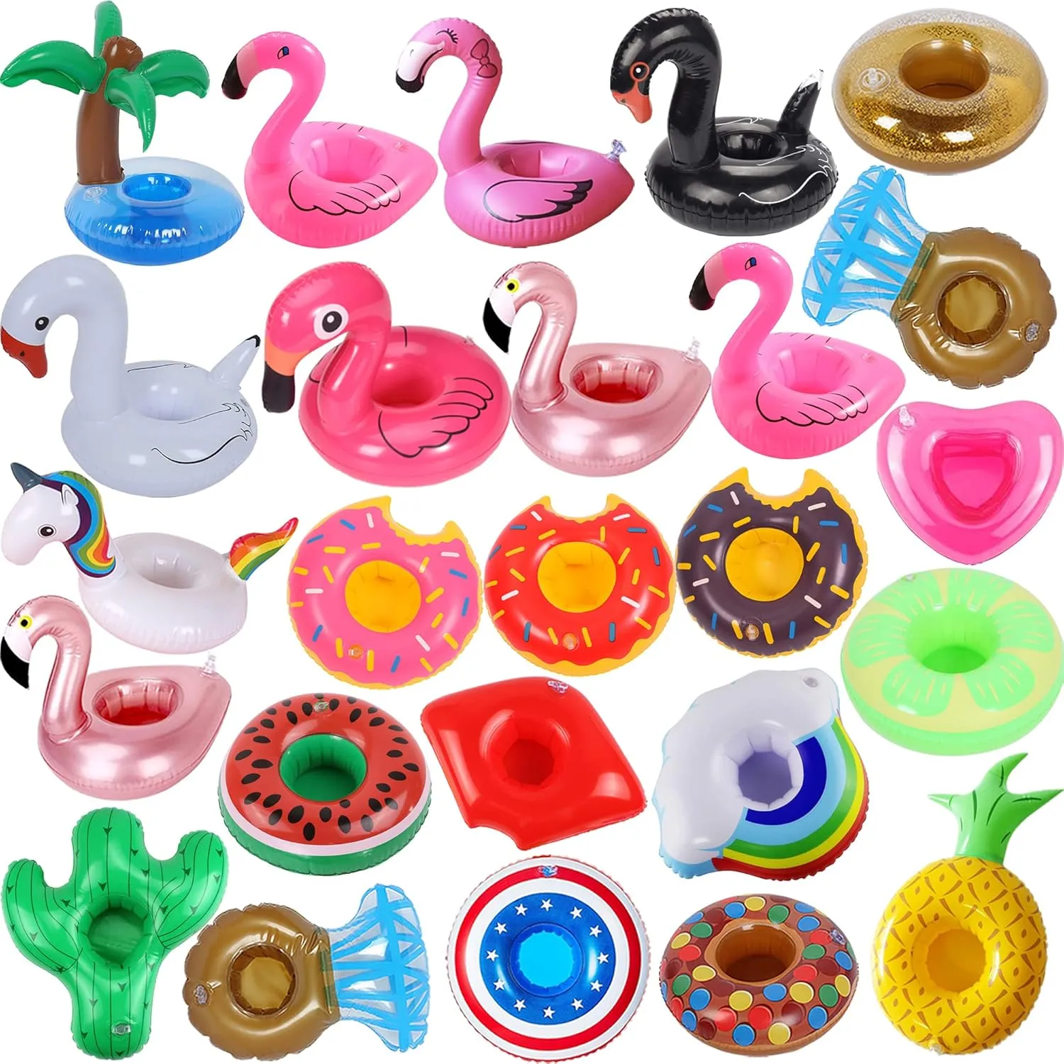 Inflatable Drink Holder 25 Pack Pool Drink Holder Floats,Various Designs Floaties Drink Cup Holders for Bachelorette Pool Party/Kids Tub Toys