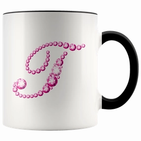Initial T | Monogram Coffee Mug | Custom Letter Mug | Bling Style | Initial Letter Cup