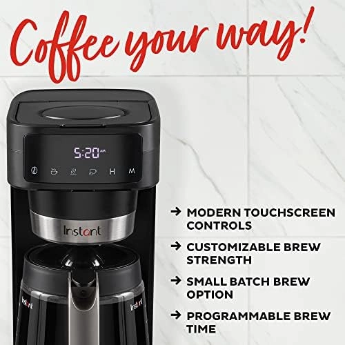 Instant Infusion Brew Plus 12 Cup Drip Coffee Maker, From The Makers of Instant Pot, with Adjustable Brew Strength, Removable Water Reservoir, and Warming Plate with 3 Temperature Settings, Black
