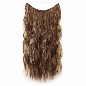 Invisible Secret Hidden Wire in Hair Extensions Long Curly Wave Synthetic Translucent Fish Line for Women Daily Party Use(A)