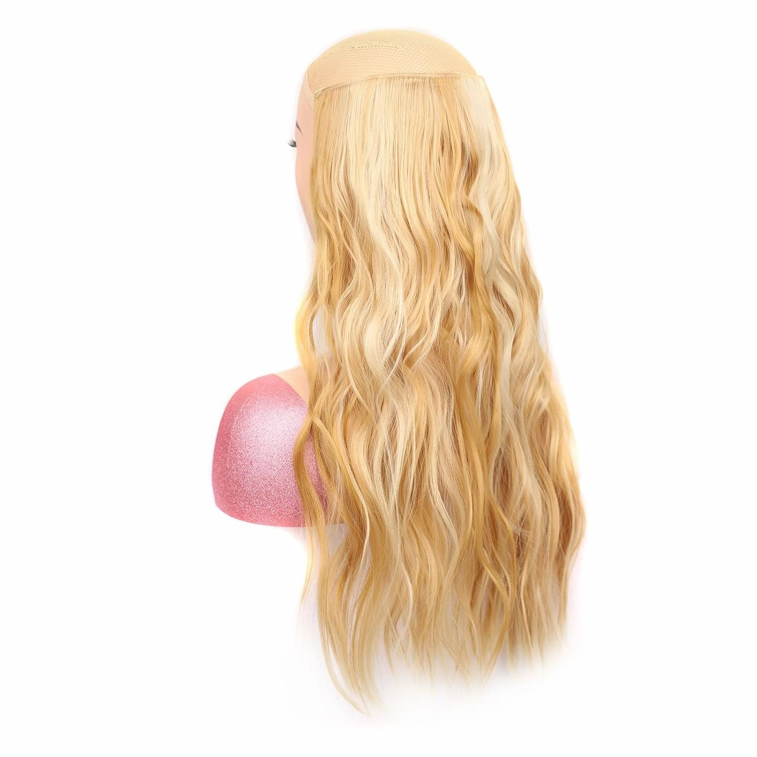 Invisible Secret Hidden Wire in Hair Extensions Long Curly Wave Synthetic Translucent Fish Line for Women Daily Party Use(N)