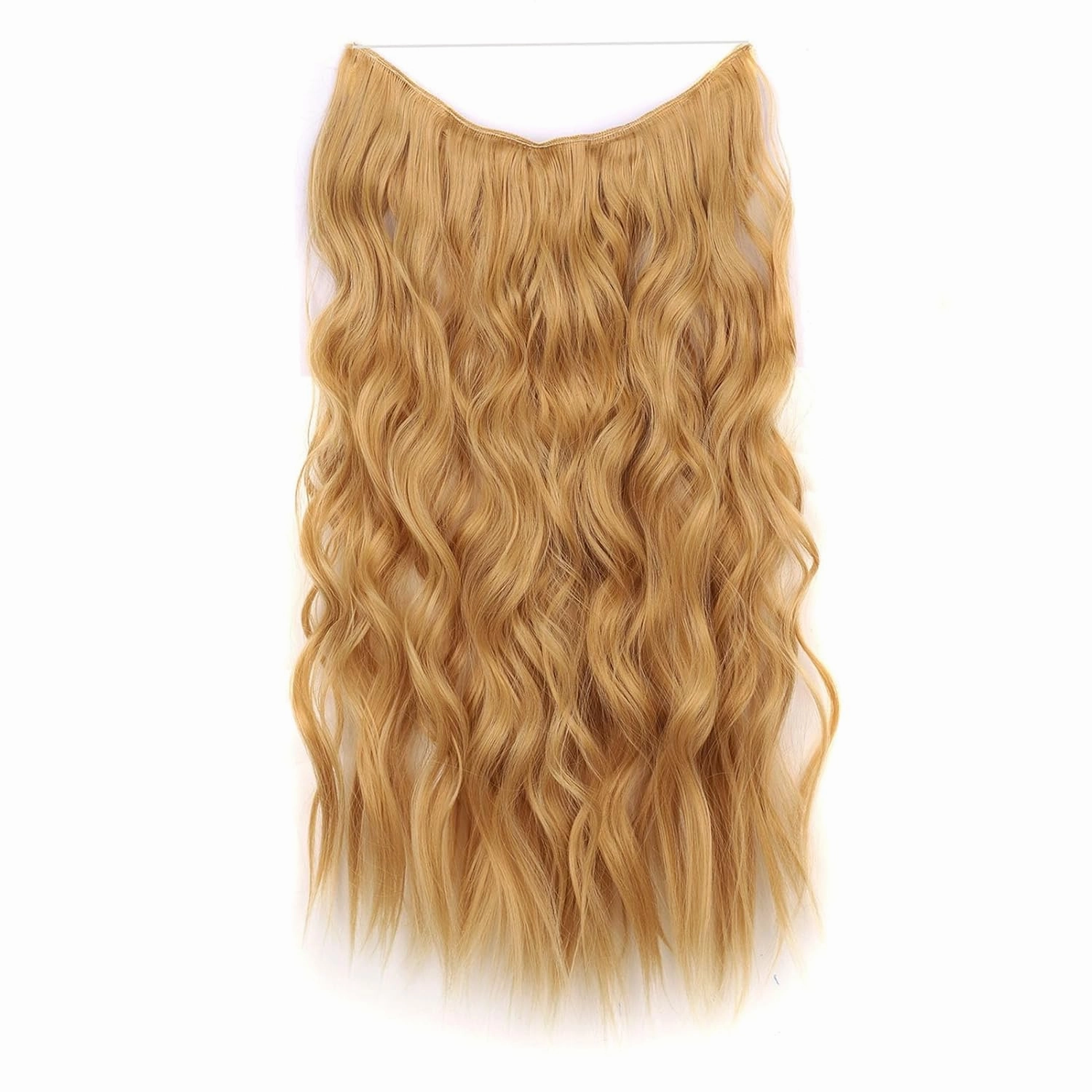 Invisible Secret Hidden Wire in Hair Extensions Long Curly Wave Synthetic Translucent Fish Line for Women Daily Party Use(N)