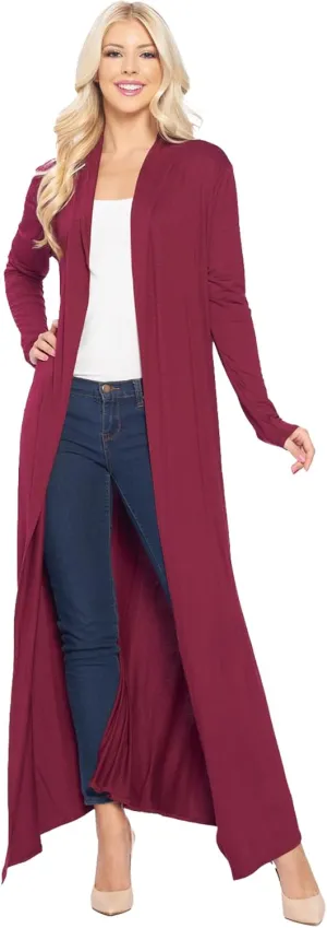 Isaac Liev Maxi Cardigan Duster Sweater – Women's Extra Long Open Front Full Length Lightweight Cardigans Dusters Sweaters