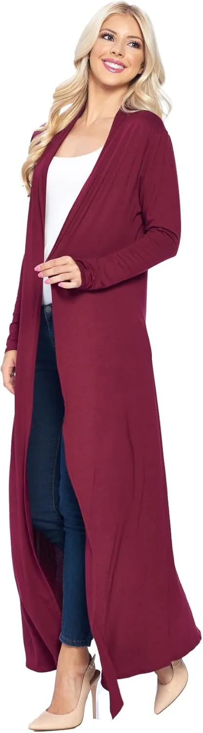Isaac Liev Maxi Cardigan Duster Sweater – Women's Extra Long Open Front Full Length Lightweight Cardigans Dusters Sweaters