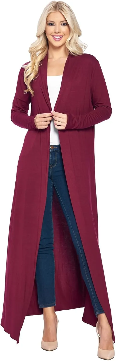 Isaac Liev Maxi Cardigan Duster Sweater – Women's Extra Long Open Front Full Length Lightweight Cardigans Dusters Sweaters