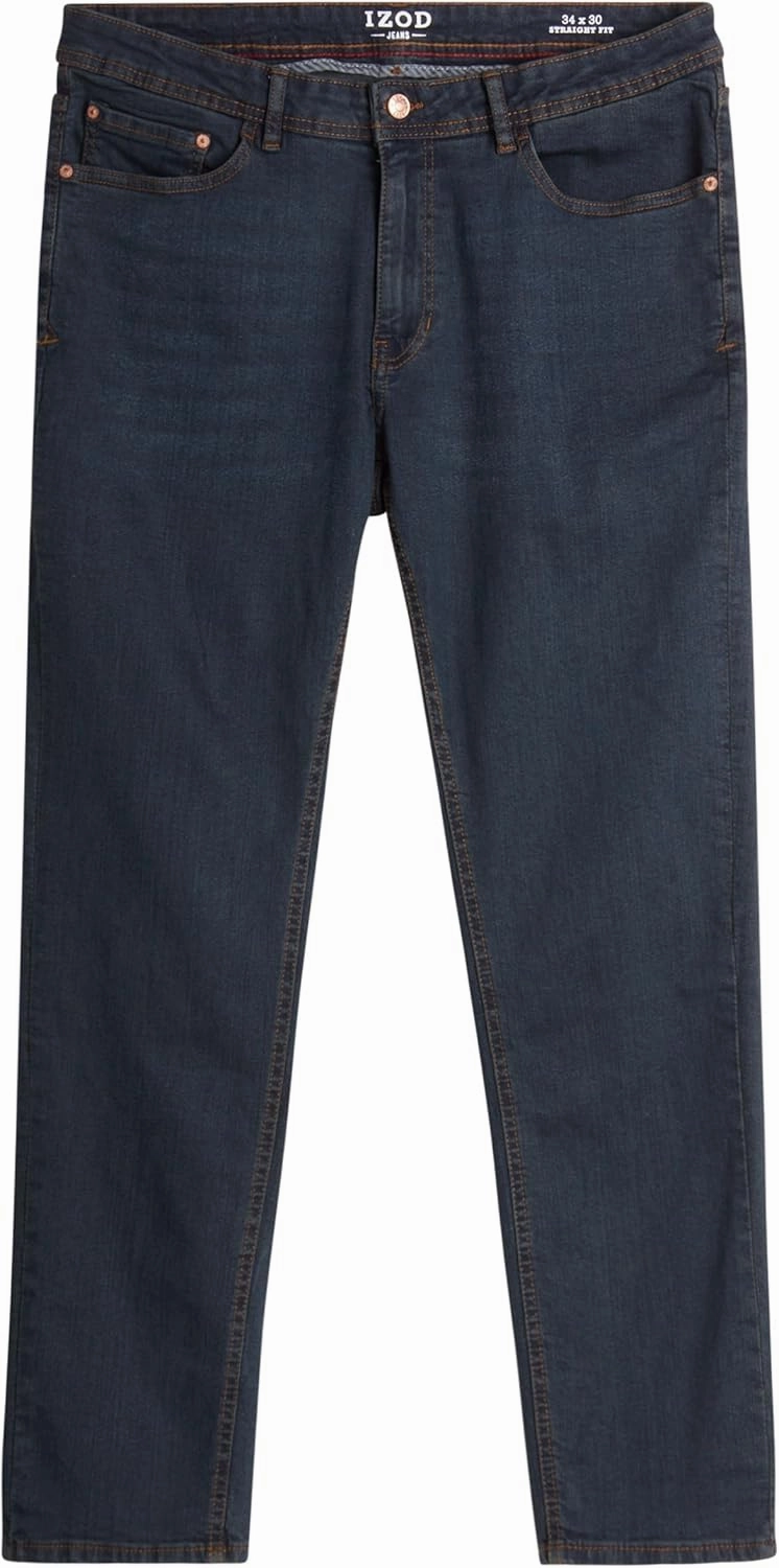 IZOD Men's Straight Leg Jeans - Comfortable Stretch Casual Pull On Denim Jeans for Men - Lightweight Men's Fashion Pants