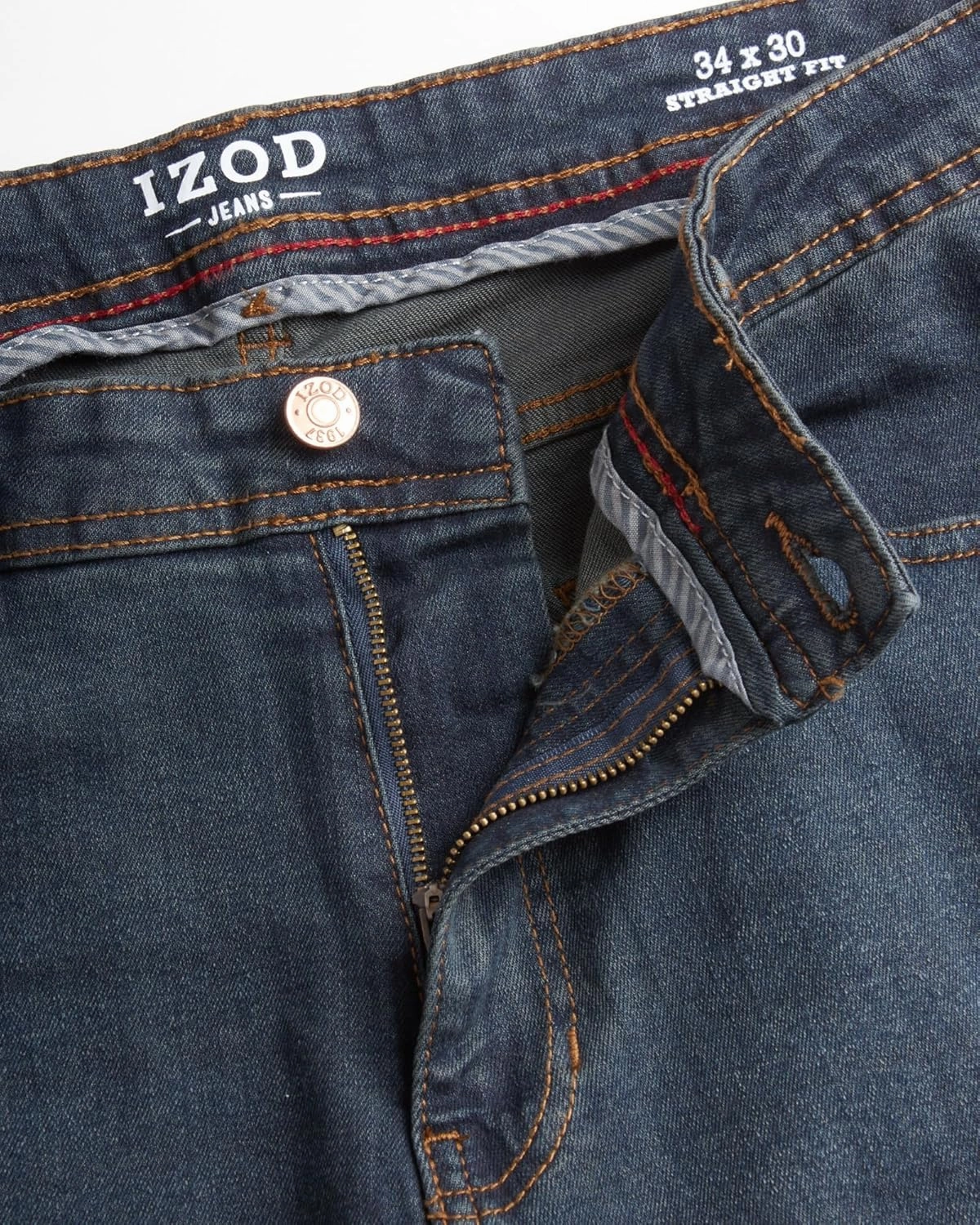 IZOD Men's Straight Leg Jeans - Comfortable Stretch Casual Pull On Denim Jeans for Men - Lightweight Men's Fashion Pants