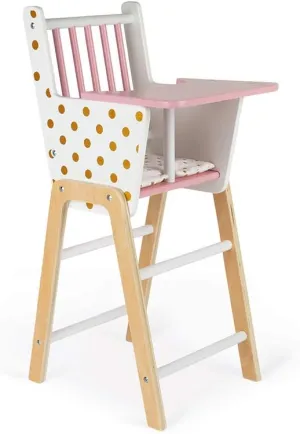 Janod Candy Chic Highchair – Wooden Baby Doll Chair - Ages 3  - J05888