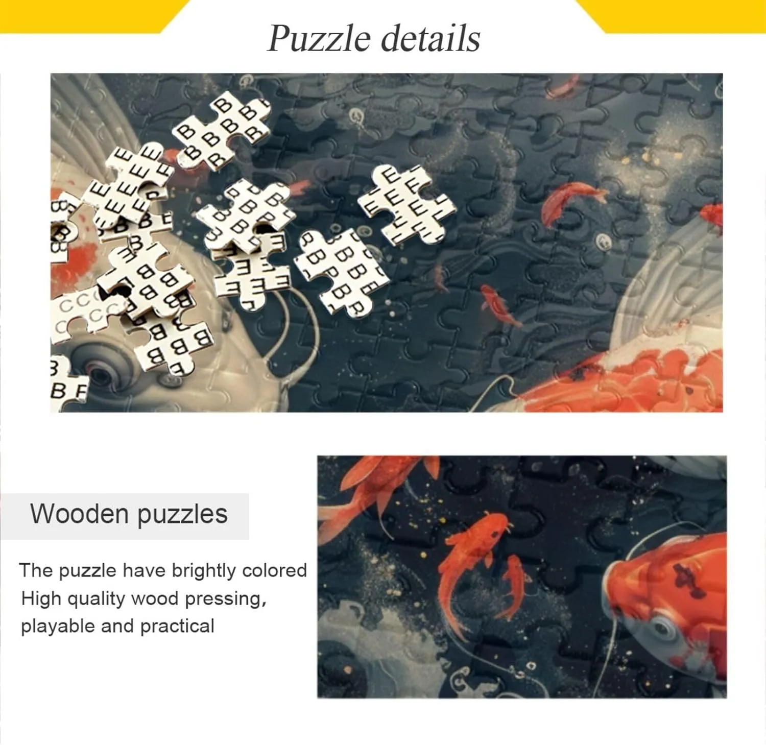 Japanese Print Fish Jigsaw Puzzle 1000 Piece, Educational Intellectual Decompression Puzzle Game Jigsaw Puzzle for Adult Active Thinking Party Entertainment, Family Games