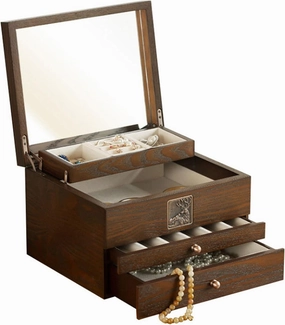 Jewelry Boxes Luxury Wood Jewelry Box Wooden Velvet Necklace Ring Earring Watch Organizer Jewellery Storage Case Casket Home Accessories