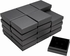 Jewelry Gift Box, 3.5 x 3.5 inches Pack of 24, Velvet Lined Foam Insert for Necklaces, Earrings, Rings, Pendants (Black)