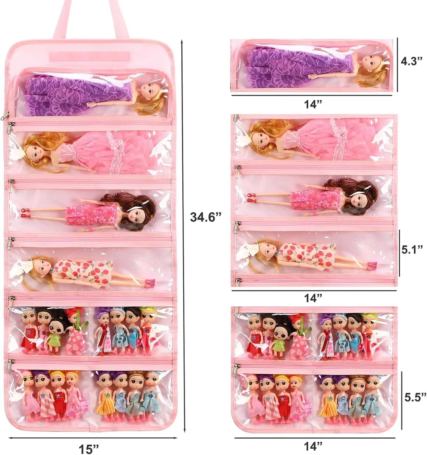 JIANYA Dolls Storage Bag Toys Display Carrying Storage Organizer Clear View Compatible with All Surprise Dolls Small Toy, Lilac