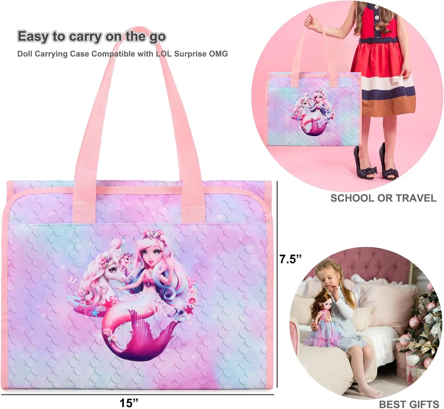 JIANYA Dolls Storage Bag Toys Display Carrying Storage Organizer Clear View Compatible with All Surprise Dolls Small Toy, Lilac