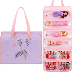 JIANYA Dolls Storage Bag Toys Display Carrying Storage Organizer Clear View Compatible with All Surprise Dolls Small Toy, Lilac