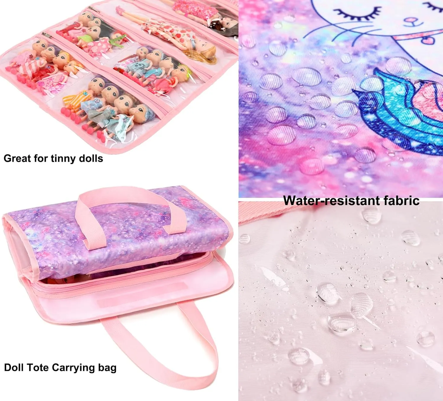 JIANYA Dolls Storage Bag Toys Display Carrying Storage Organizer Clear View Compatible with All Surprise Dolls Small Toy, Lilac