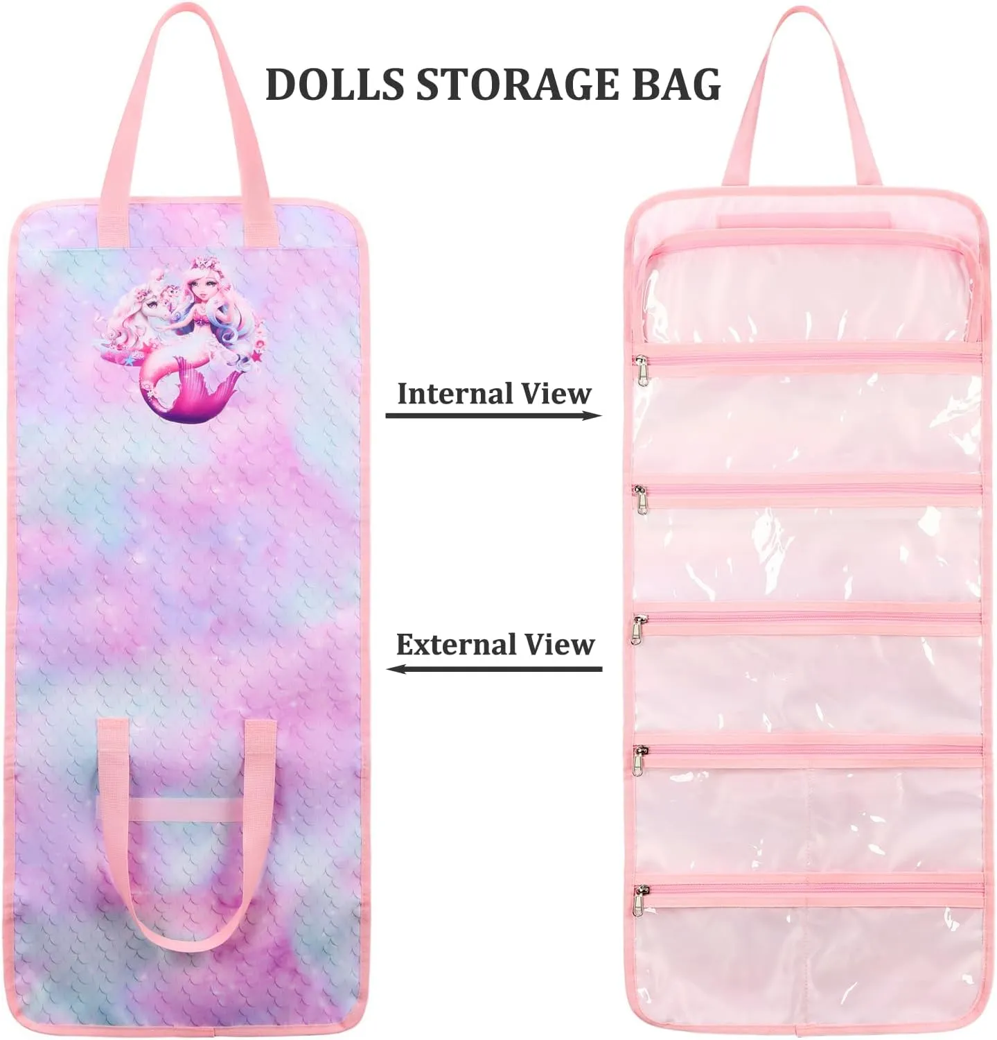 JIANYA Dolls Storage Bag Toys Display Carrying Storage Organizer Clear View Compatible with All Surprise Dolls Small Toy, Mermaid Tie Dye