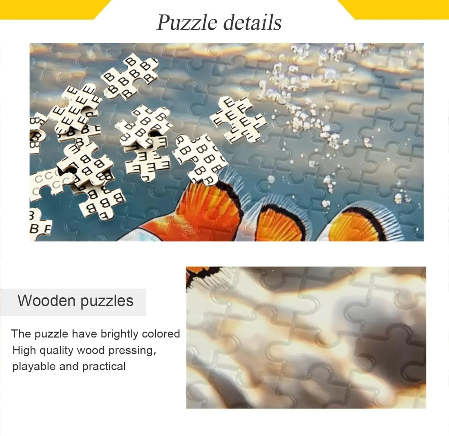 Jigsaw Puzzle 500 Piece, Fish Underwater Educational Intellectual Decompression Puzzle Game Jigsaw Puzzle for Adult Active Thinking Party Entertainment, Family Games