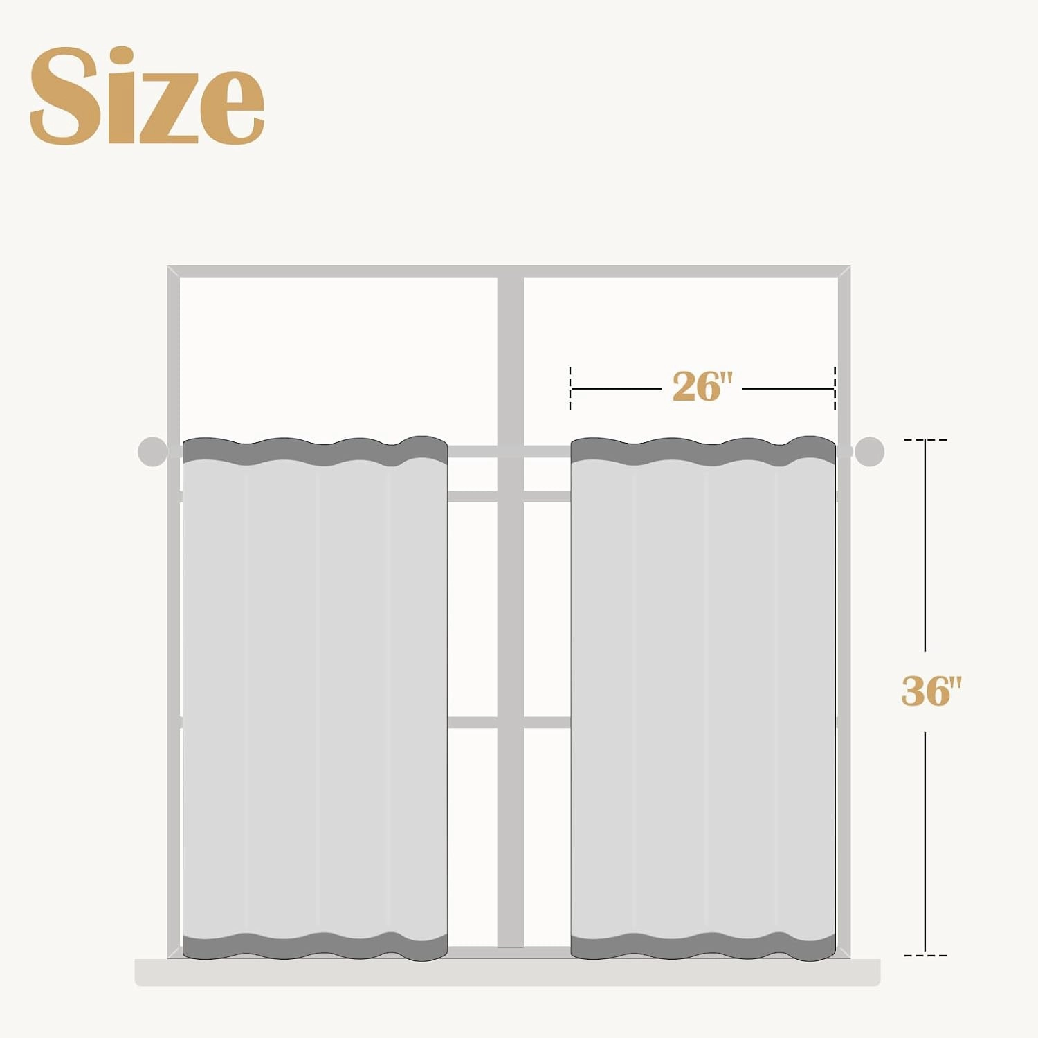 jinchan Linen Pinch Pleated Kitchen Curtains 36 Inch 2 Panels, Natural Linen Tier Curtains Back Tab Beige Farmhouse Cafe, Light Filtering Small Window Drapes for Bathroom Laundry Room Off White
