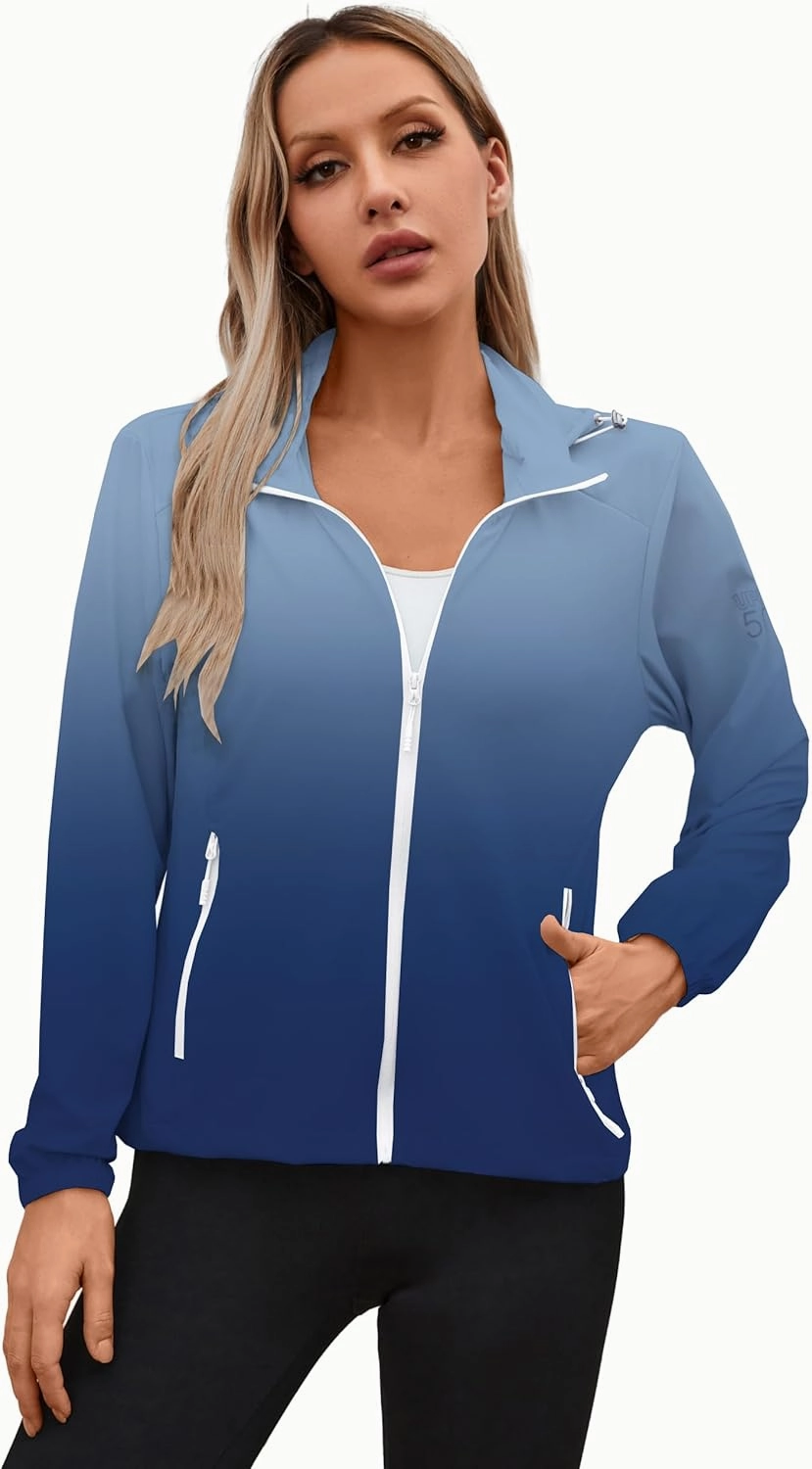 Joe Wenko Women's UPF 50  Sun Protection Athletic Jacket Pockets Long Sleeve Lightweight Cooling Shirts Hiking Outdoor