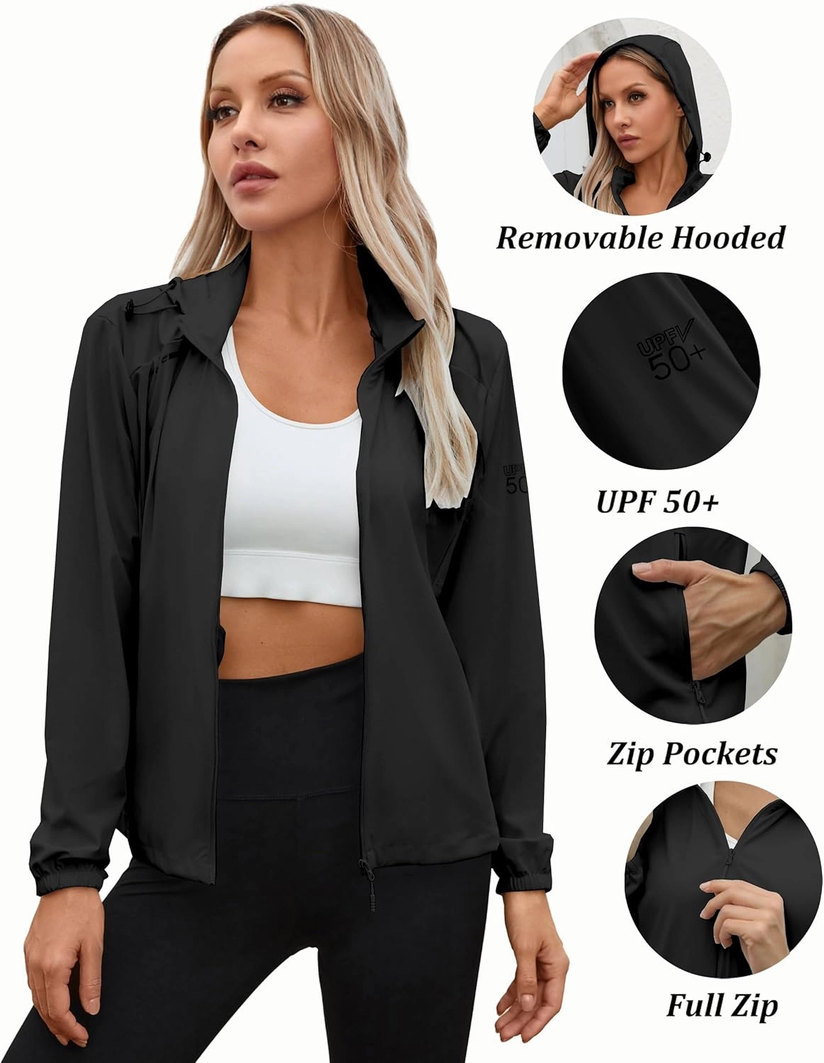 Joe Wenko Women's UPF 50  Sun Protection Athletic Jacket Pockets Long Sleeve Lightweight Cooling Shirts Hiking Outdoor