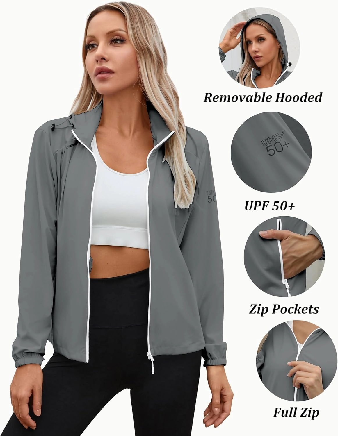 Joe Wenko Women's UPF 50  Sun Protection Athletic Jacket Pockets Long Sleeve Lightweight Cooling Shirts Hiking Outdoor