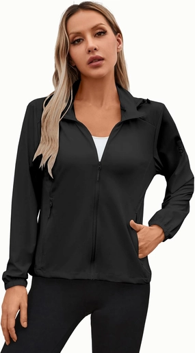 Joe Wenko Women's UPF 50  Sun Protection Athletic Jacket Pockets Long Sleeve Lightweight Cooling Shirts Hiking Outdoor